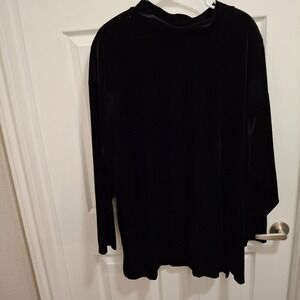 Bechamel II Black Velvet Long Sleeve Mock Neck Tunic Top Plus Size 3X